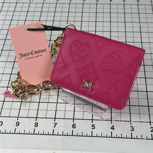 Juicy Couture Hot Pink Card & ID Holder with Key Ring